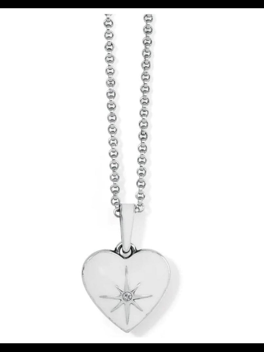 Brighton AMORE SHADES SKY Reversible White Heart Crystal Pendant Necklace